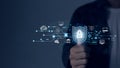 Virtual Screen Fingerprint Scan Biometrics Cyber Ã¢â¬â¹Ã¢â¬â¹Security, Data Security and Encryption, Secure Internet Access, Royalty Free Stock Photo